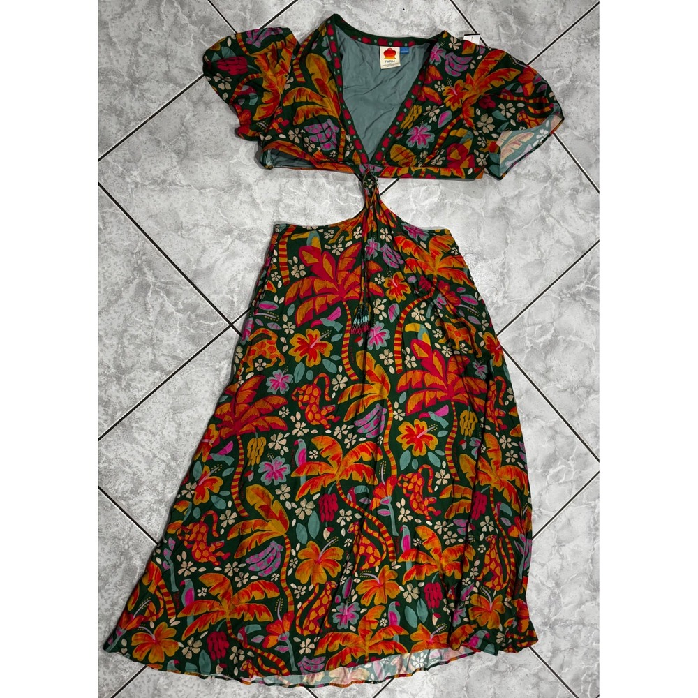 Farm Rio for Anthropologie Farm Rio Cut-Out Cover-Up Maxi Dress Green large - Picture 4 of 5